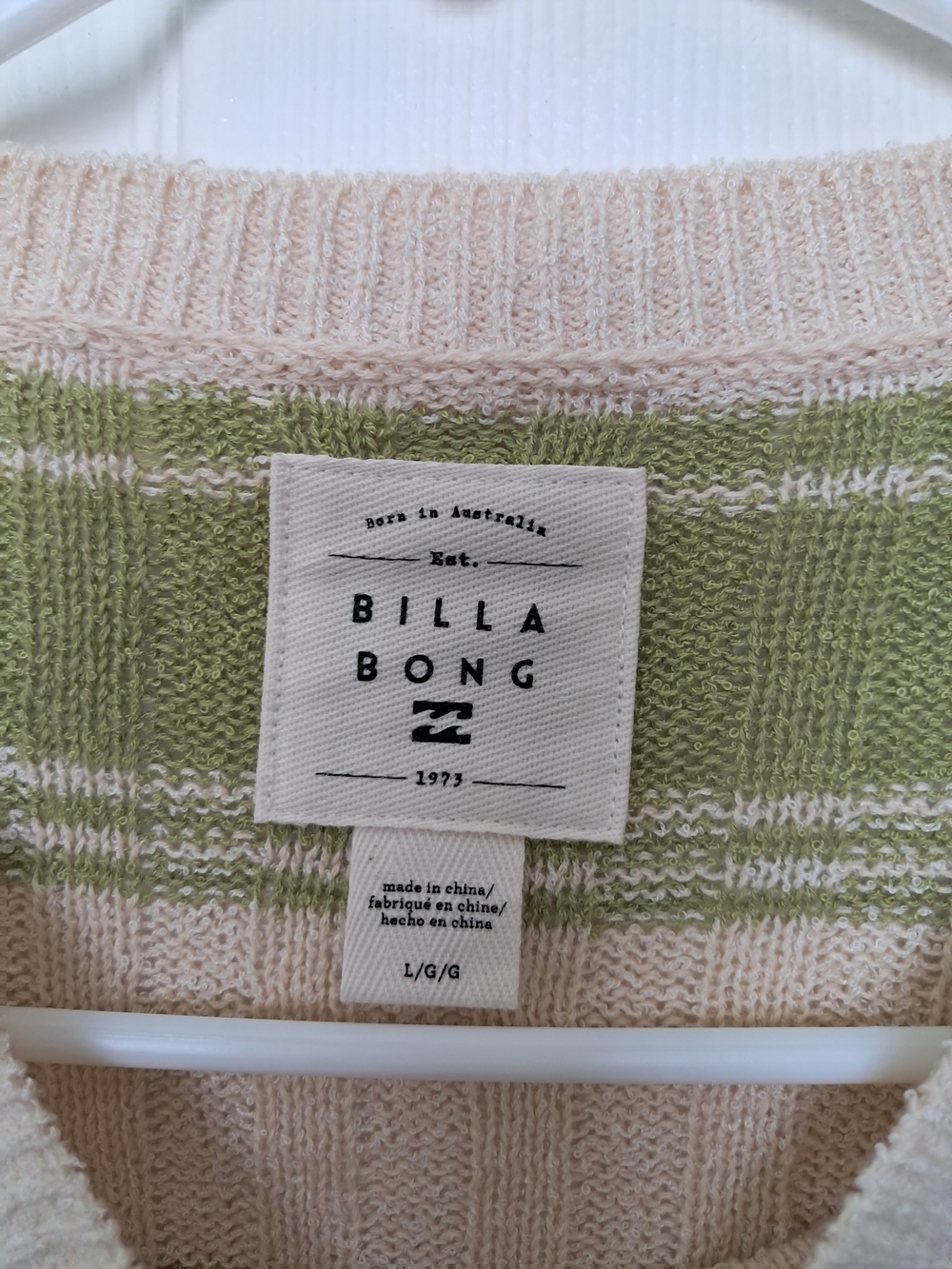 Billabong Cream & Olive Striped Knit Sweater